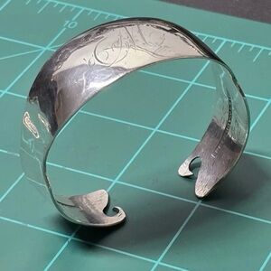 Sterling Silver Modernist Cuff Bracelet Monogram Design